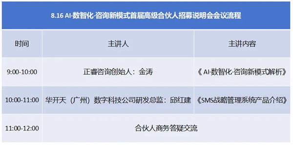 AI·數(shù)智化·咨詢新模式首屆高級合伙人招募說明會震撼來襲！